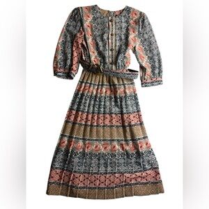 Vintage Breli Originals Dress Floral Belted Multicolor Size 8 Keyhole Back